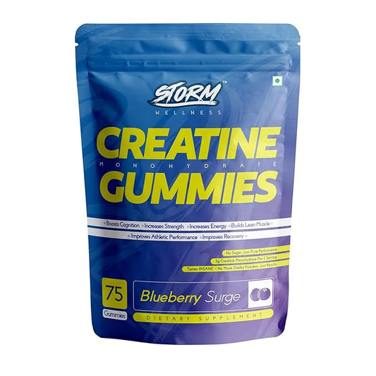 Storm Creatine Gummies — 100% Vegan | 3g Creatine | Blueberry Flavour | Sugar-Free | 75 Gummies
