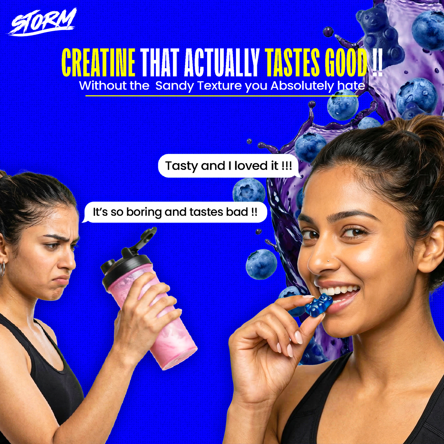 Storm Creatine Gummies | 3G Creatine Monohydrate Per Serving | Pack of 75 GUMMIES | NABL Lab Tested | No Sugar | Strength, Muscle & Recovery | Mango flavour