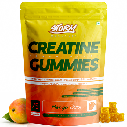 Storm Creatine Gummies — 100% Vegan | 3g Creatine | Mango Flavour | Sugar-Free | 75 Gummies