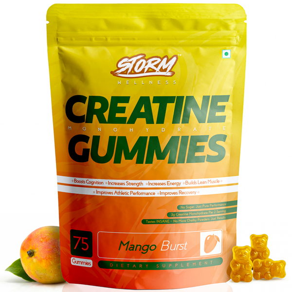 Storm Creatine Gummies — 100% Vegan | 3g Creatine | Mango Flavour | Sugar-Free | 75 Gummies
