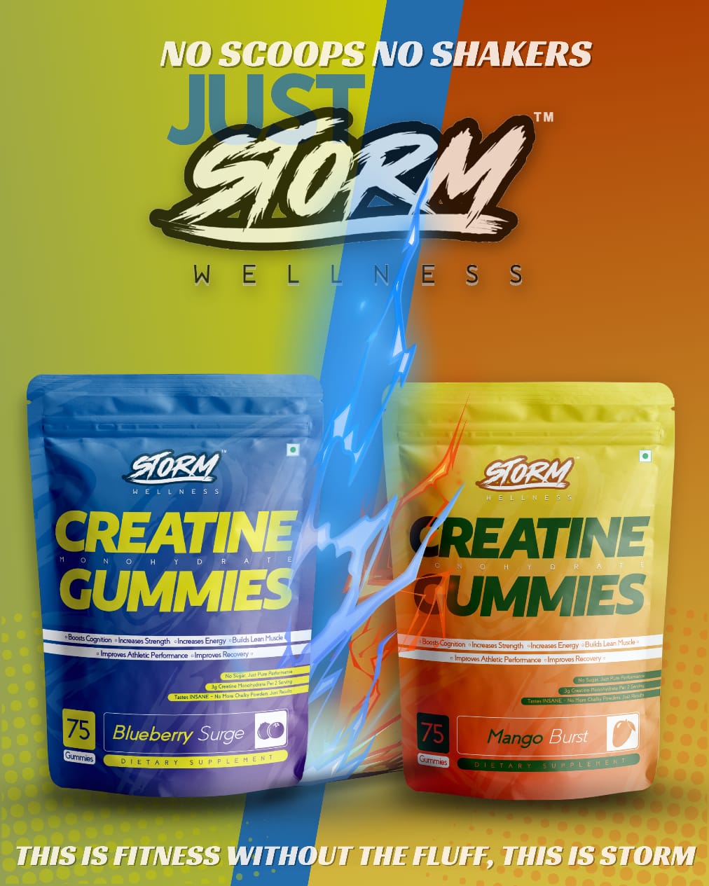 Storm Creatine Gummies — 100% Vegan | 3g Creatine | Combo Pack| Sugar-Free
