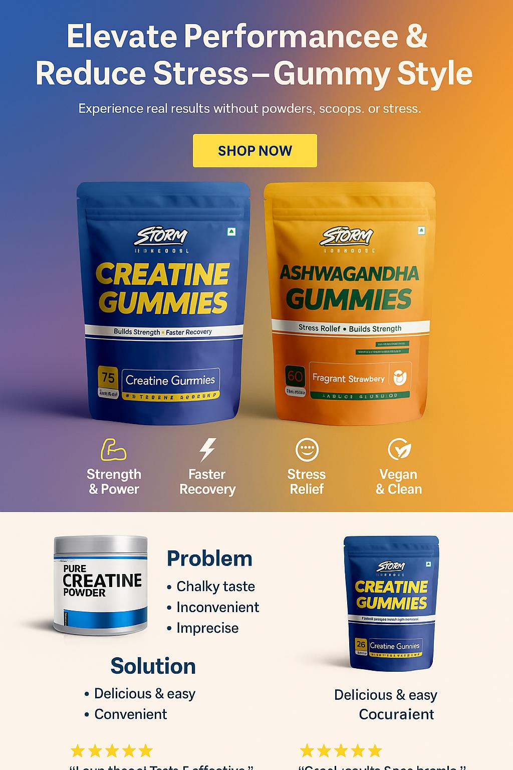 Storm Creatine Gummies — 100% Vegan | 3g Creatine | Combo Pack| Sugar-Free