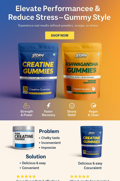 Storm Creatine Gummies — 100% Vegan | 3g Creatine | Combo Pack| Sugar-Free